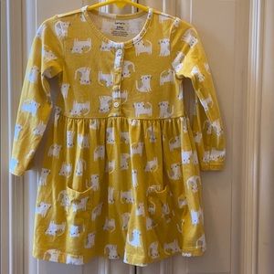 Carter’s 24 month long sleeve dress yellow w/ cats